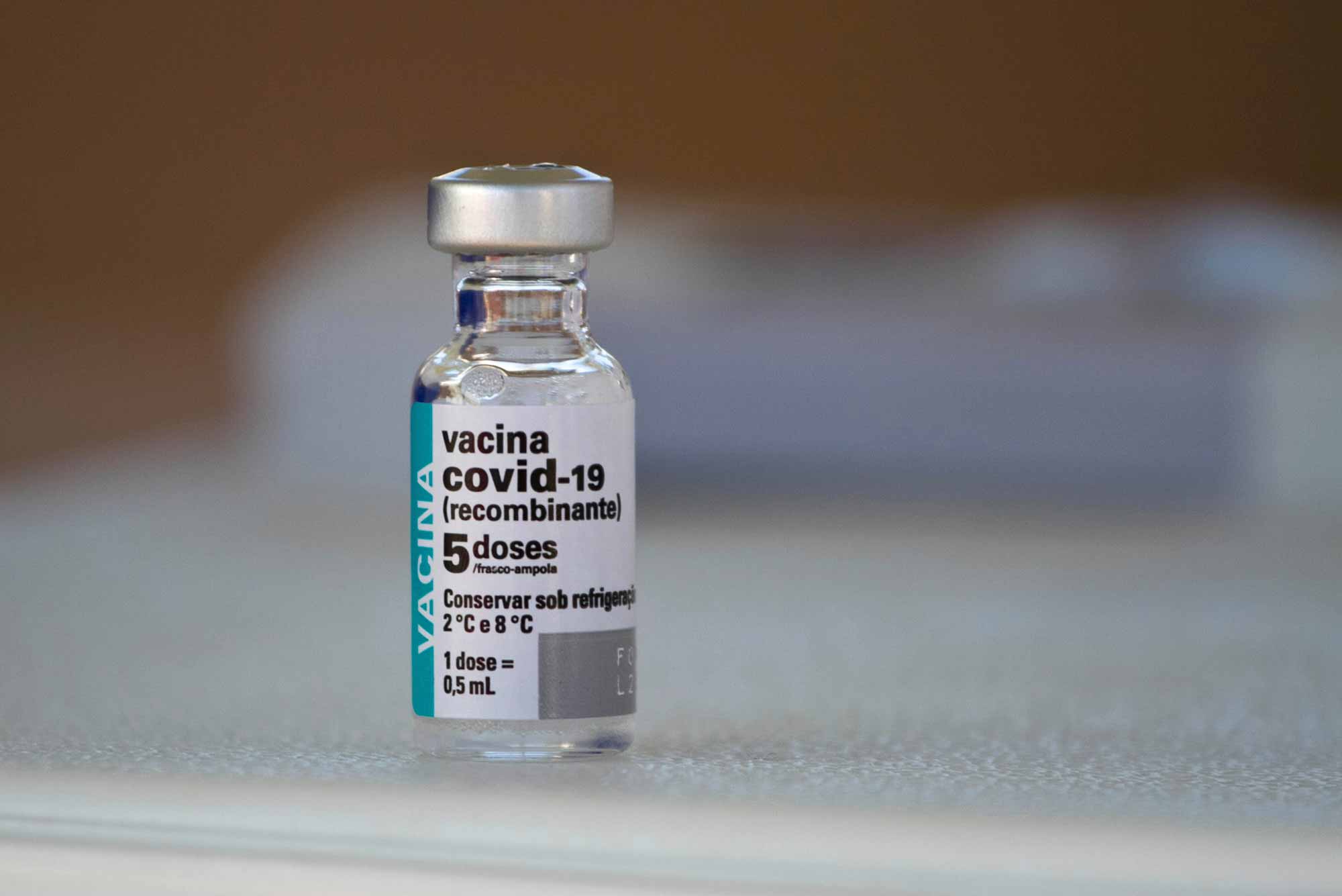 A photo of the vial of a dose of the Astra Zeneca COVID-19 vaccine