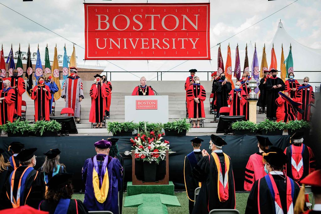 Boston University President Robert A. Brown addresses graduates during BU's 148th Commencement.