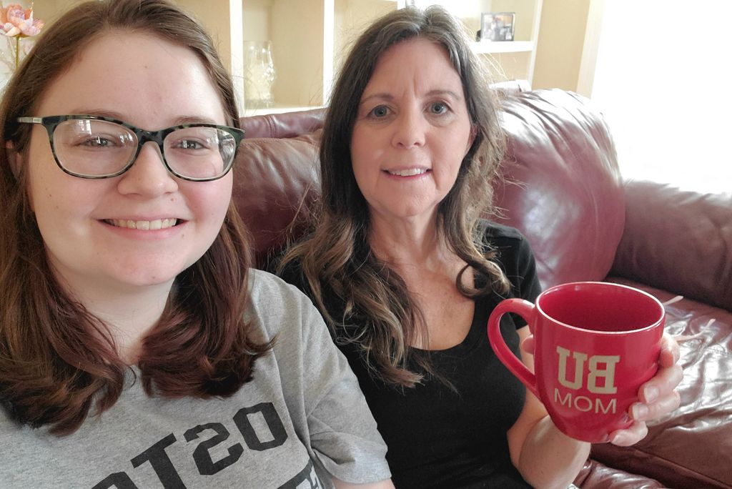 Tania and Bailey Cowart's setup at their Alabama home to watch Bailey's commencement ceremony