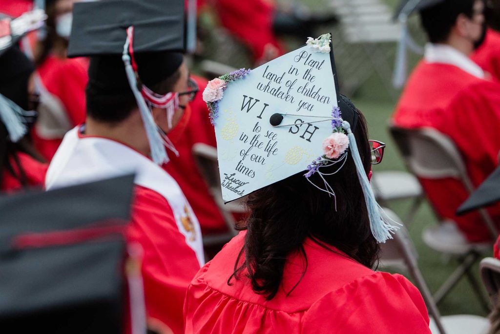 A photo of a decorated mortarboard