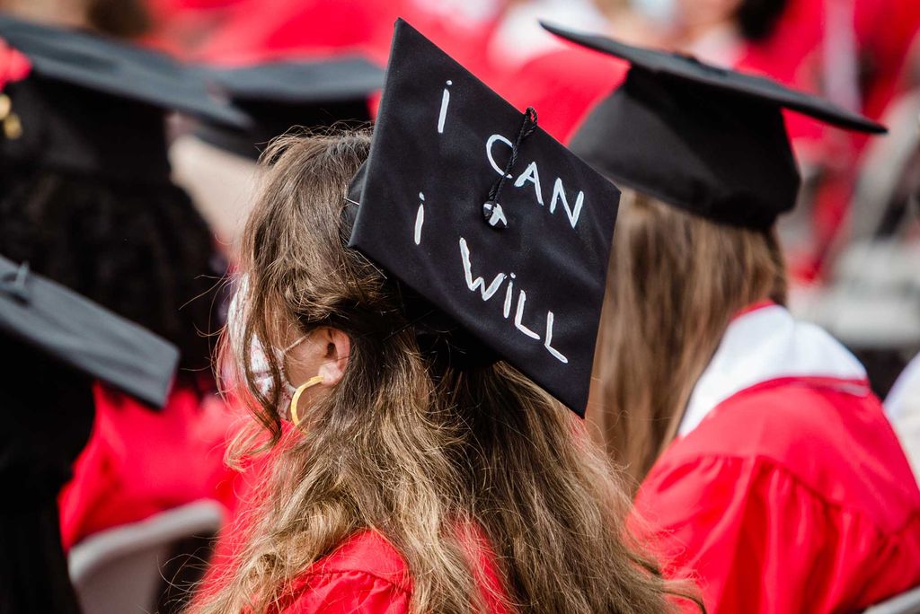 A photo of a decorated mortarboard
