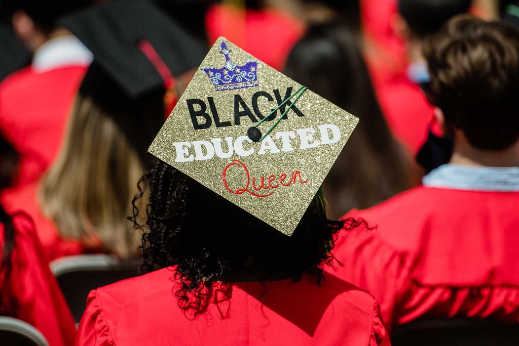 A photo of a decorated mortarboard