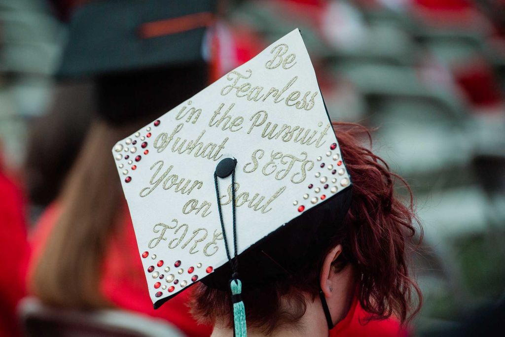 A photo of a decorated mortarboard