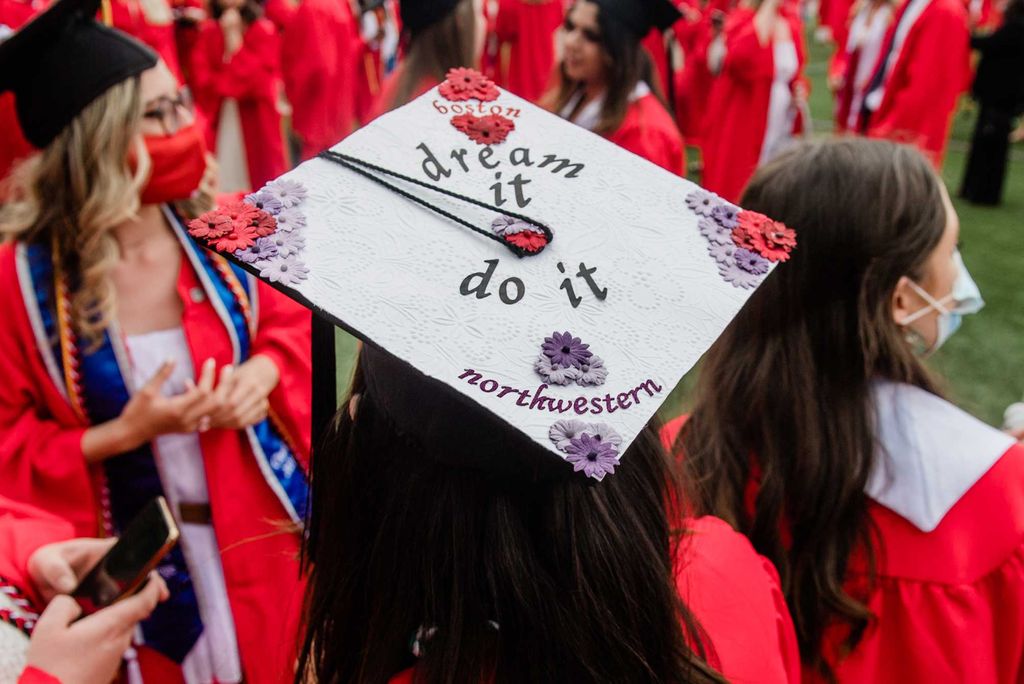 A photo of a decorated mortarboard