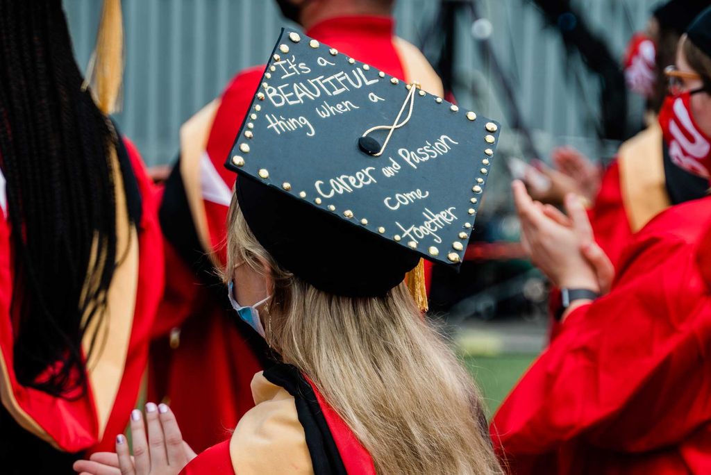A photo of a decorated mortarboard