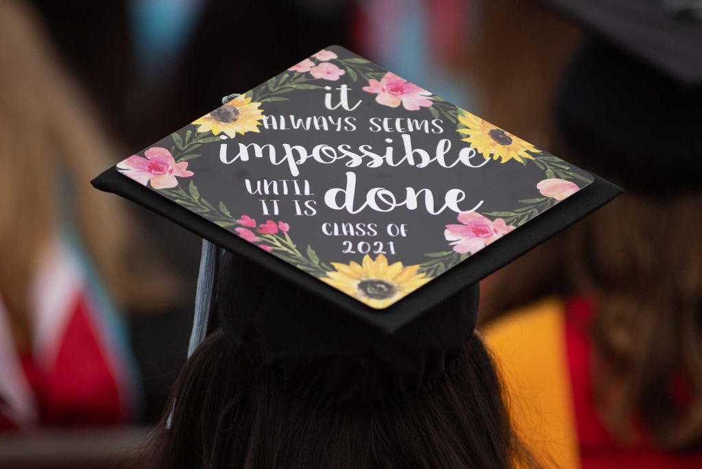 A photo of a decorated mortarboard
