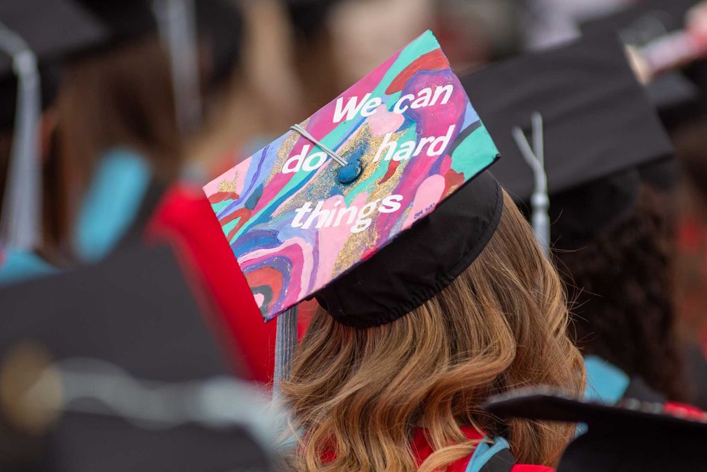 A photo of a decorated mortarboard