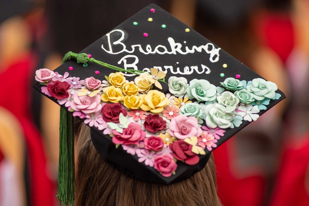 A photo of a decorated mortarboard