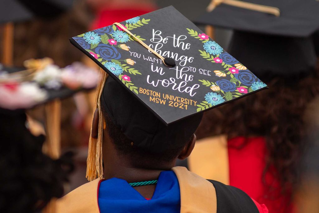 A photo of a decorated mortarboard