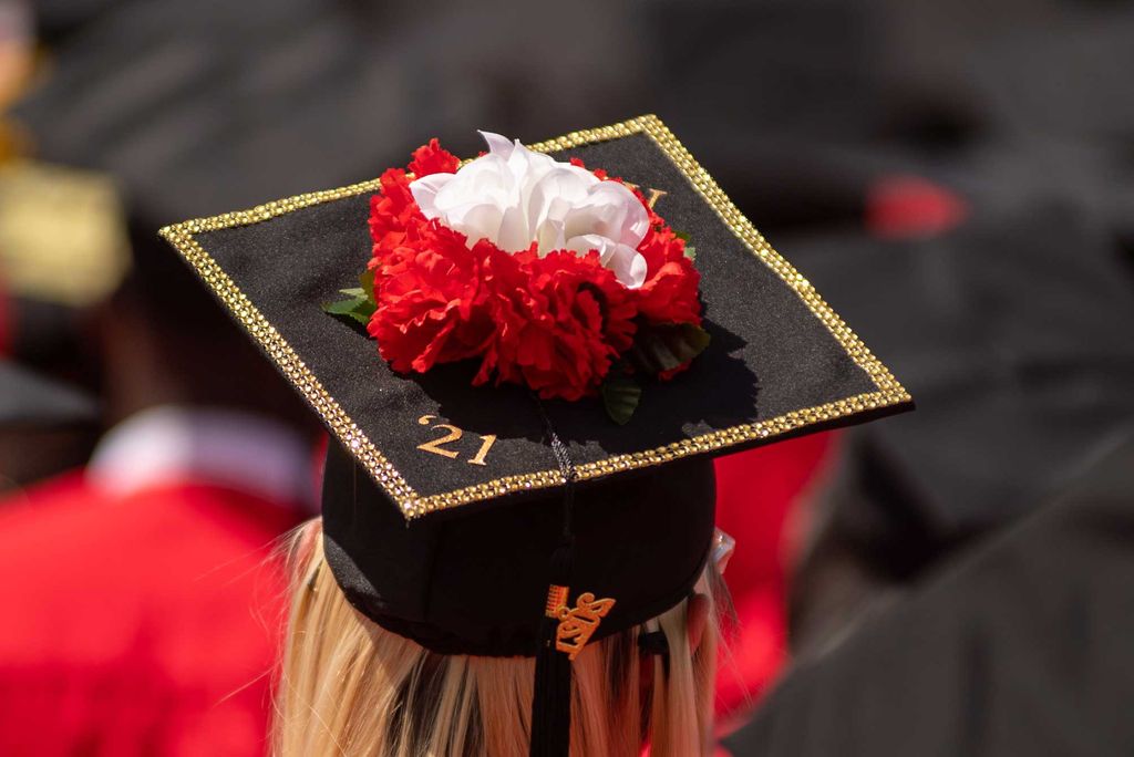 A photo of a decorated mortarboard