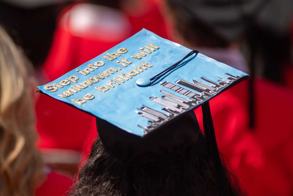 A photo of a decorated mortarboard