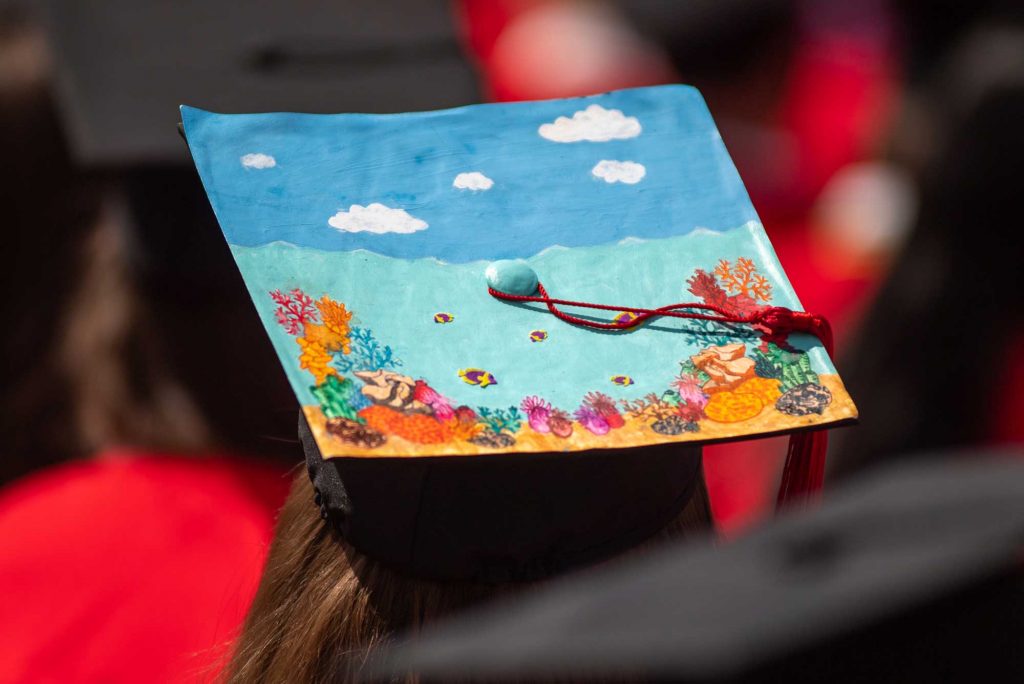 A photo of a decorated mortarboard