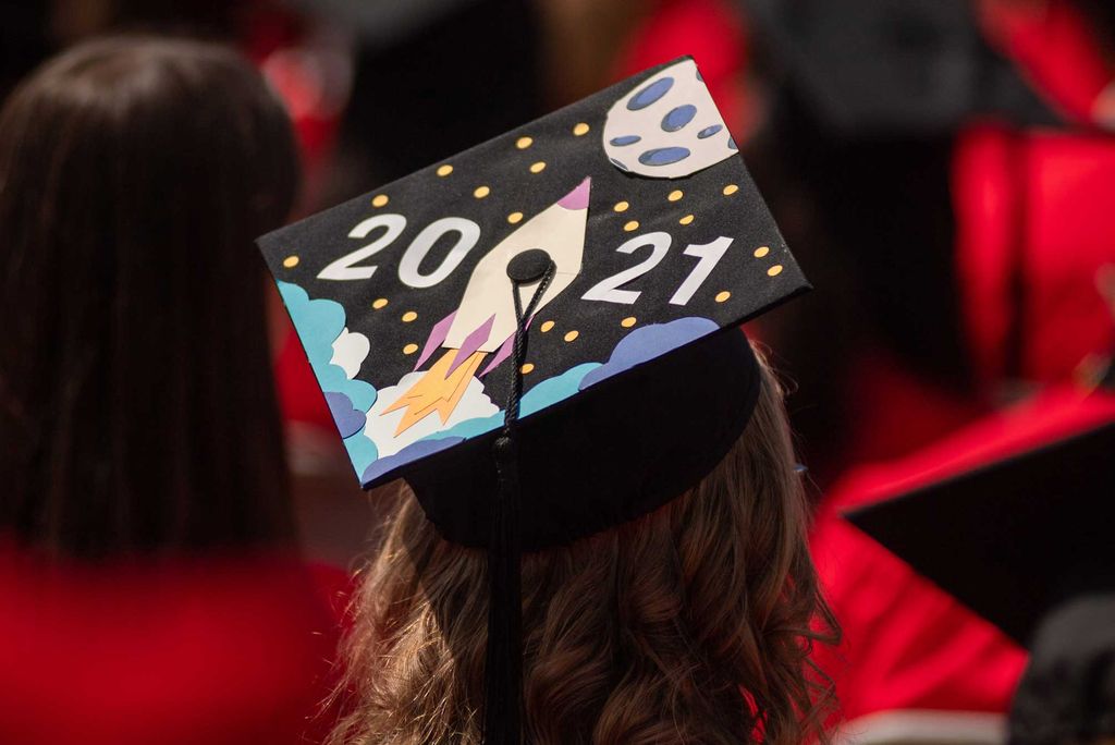 A photo of a decorated mortarboard