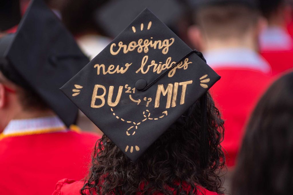 A photo of a decorated mortarboard