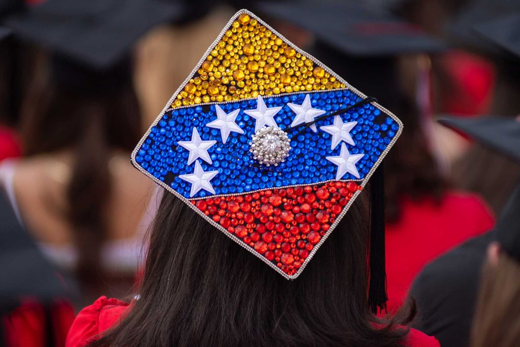 A photo of a decorated mortarboard