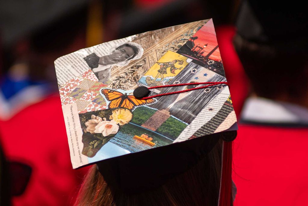 A photo of a decorated mortarboard