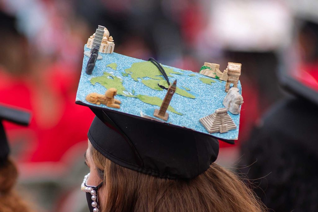A photo of a decorated mortarboard