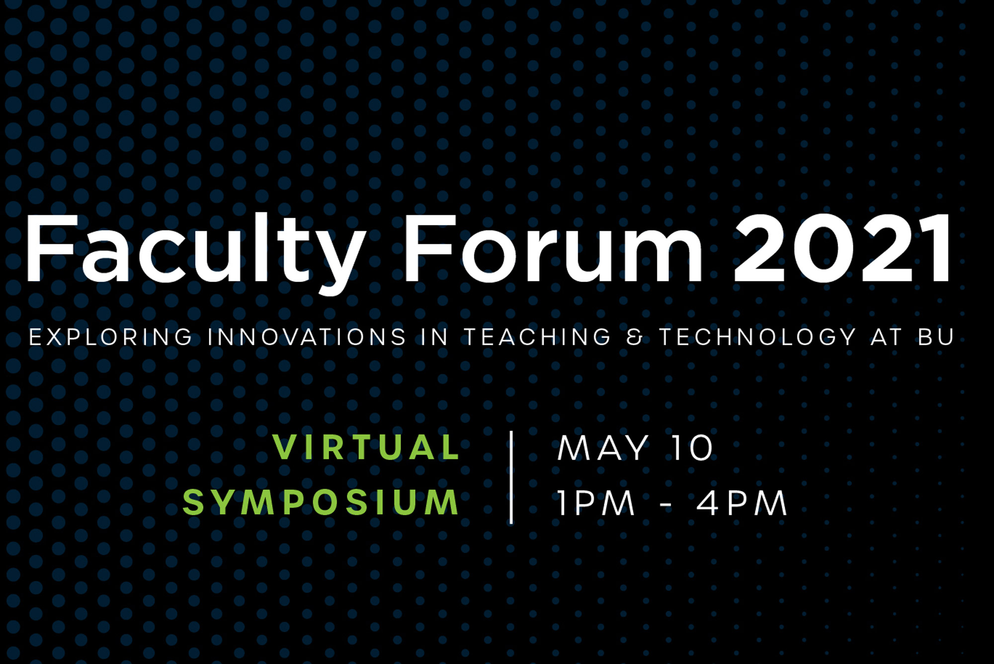 A graphic reading "Faculty Forum 2021" with the event date and time