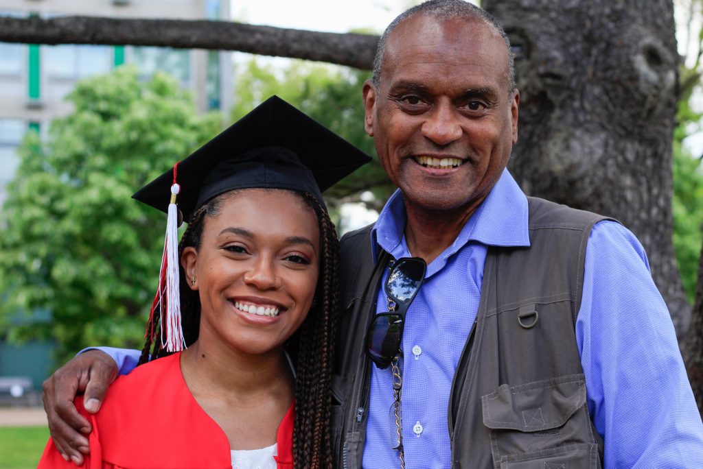 James Granberry with his daughter, Coretta Granberry (CAS’21), on campus before the ceremony