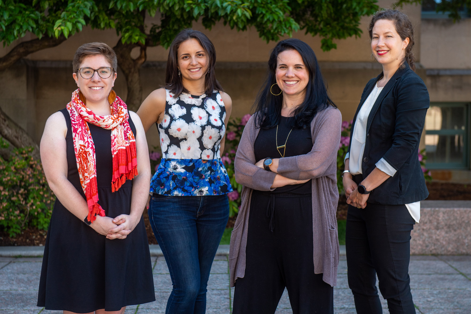 BU scientists Colleen Bove (from left), Hanny Rivera, Sarah Davies, and Wally Fulweiler join other collaborators in a new PLOS Biology piece arguing that career advancement in science needs to reward an expanded set of criteria—beyond citations and publishing record—including mentorship, science communication, and multicultural experience.