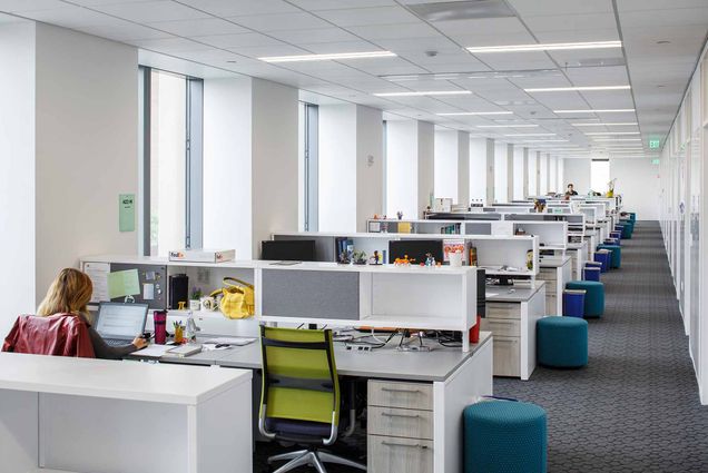 View of workstations in the Kilachand Center at Boston University