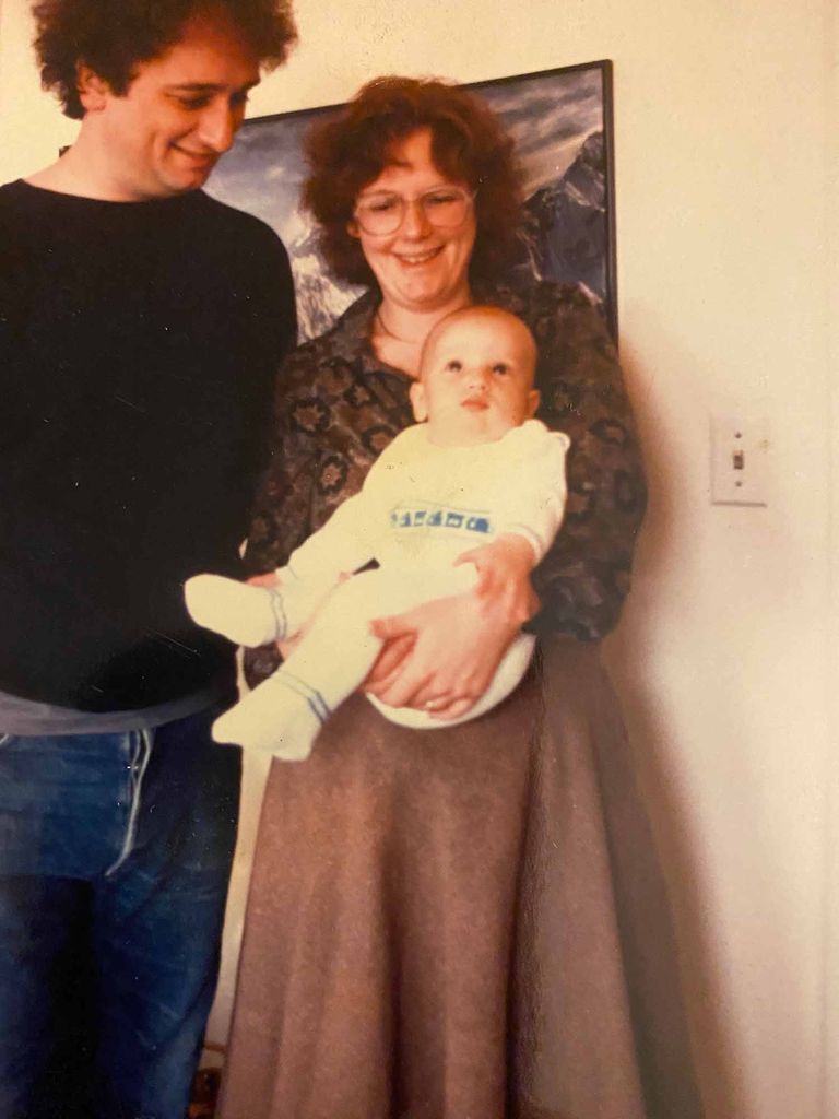 Family photo of Graham Wilson and Virginia Sapiro with their baby in 1985.