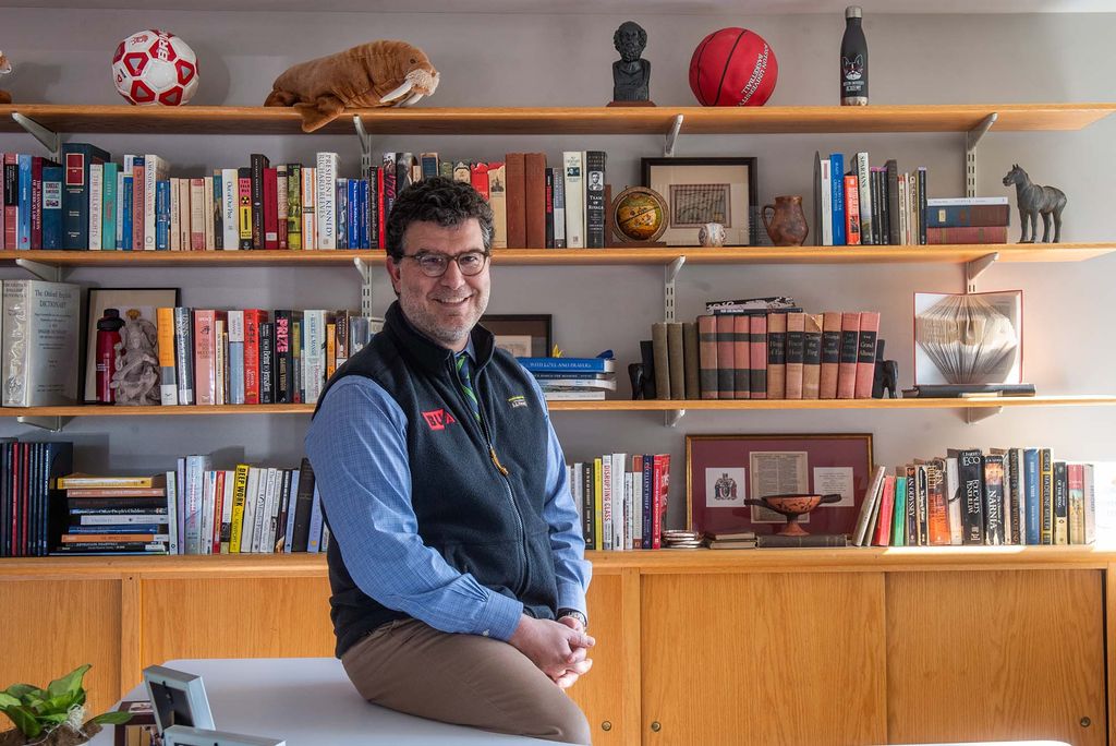 Photo of Boston University Academy head of school, Chris Kolovos in his office.