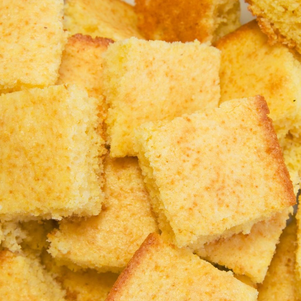 cornbread cut into squares