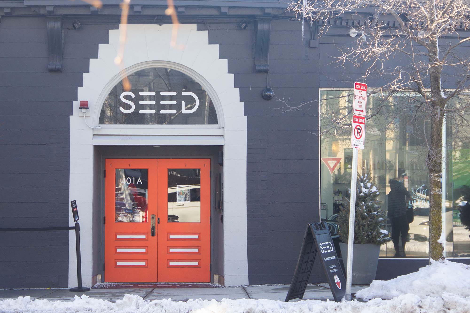 A picture of the front door of the Core Social Justice Cannabis Museum. Siyi Yang (COM’22)