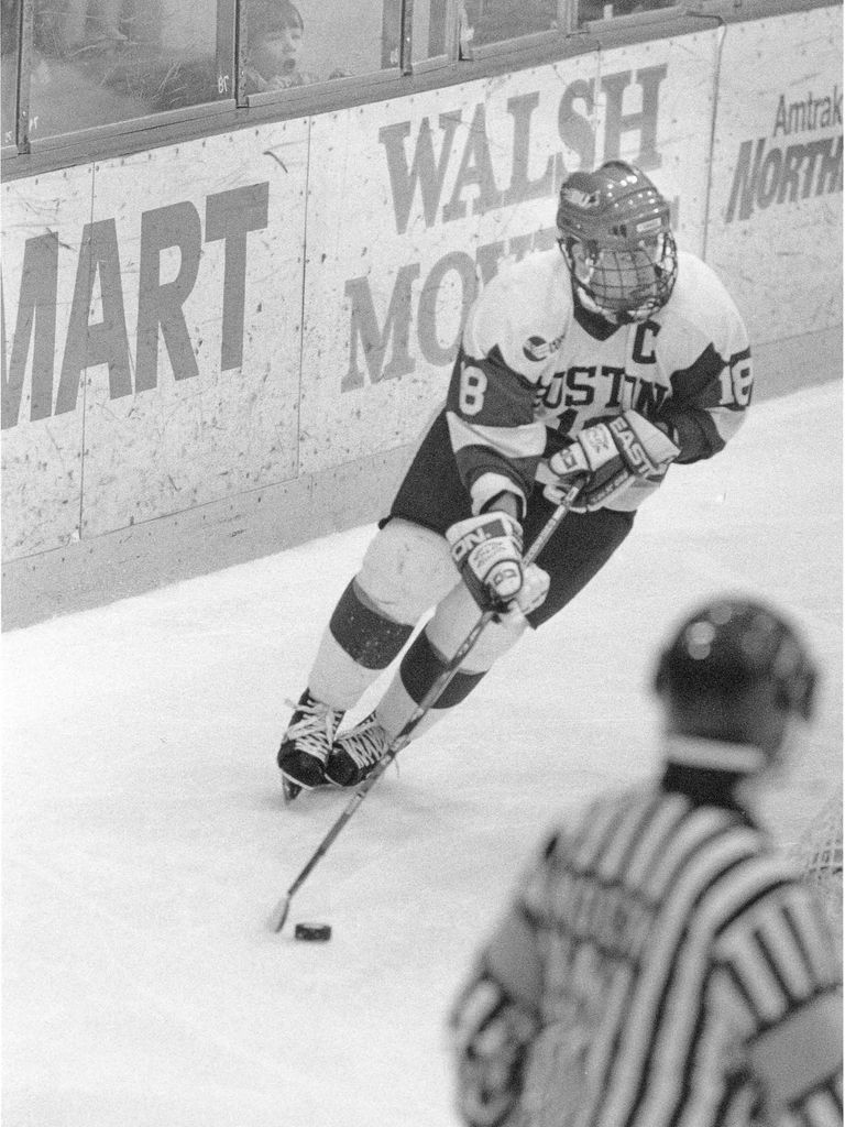 Chris Drury (CAS’98) scored 113 goals as a Terrier, the most goals scored by any player in team history, was on the 1995 national championship team, and won the 1998 Hobey Baker Award. He went on to play professionally in the NHL and is currently president and general manager of the New York Rangers.