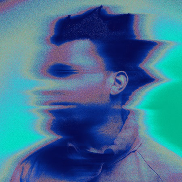 Album Cover of Denzel Curry's "Melt My Eyez, See Your Future". Cover shows a blurry photo of a Black man with a short afro and puffer jacket. Blue and green filter is overlaid on cover.
