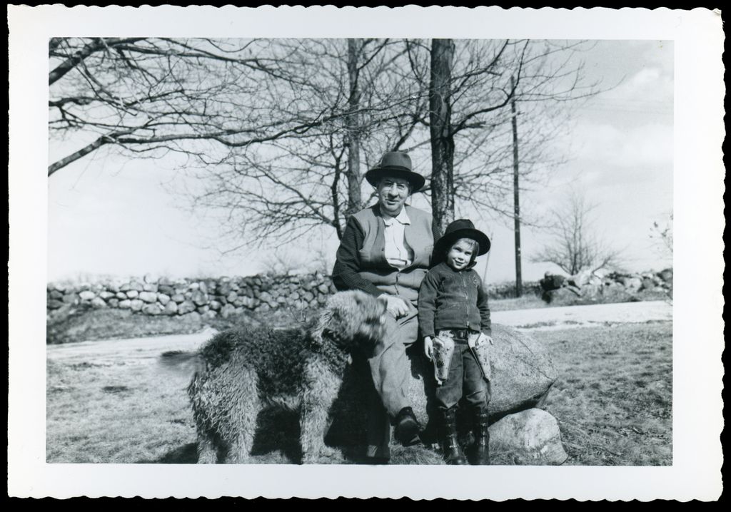 Constance Browne’s passion for justice began in her childhood. She’s seen here circa age 5, with her grandfather, William Holt, and the family Airedale, Jinks. Photo courtesy of Constance Browne