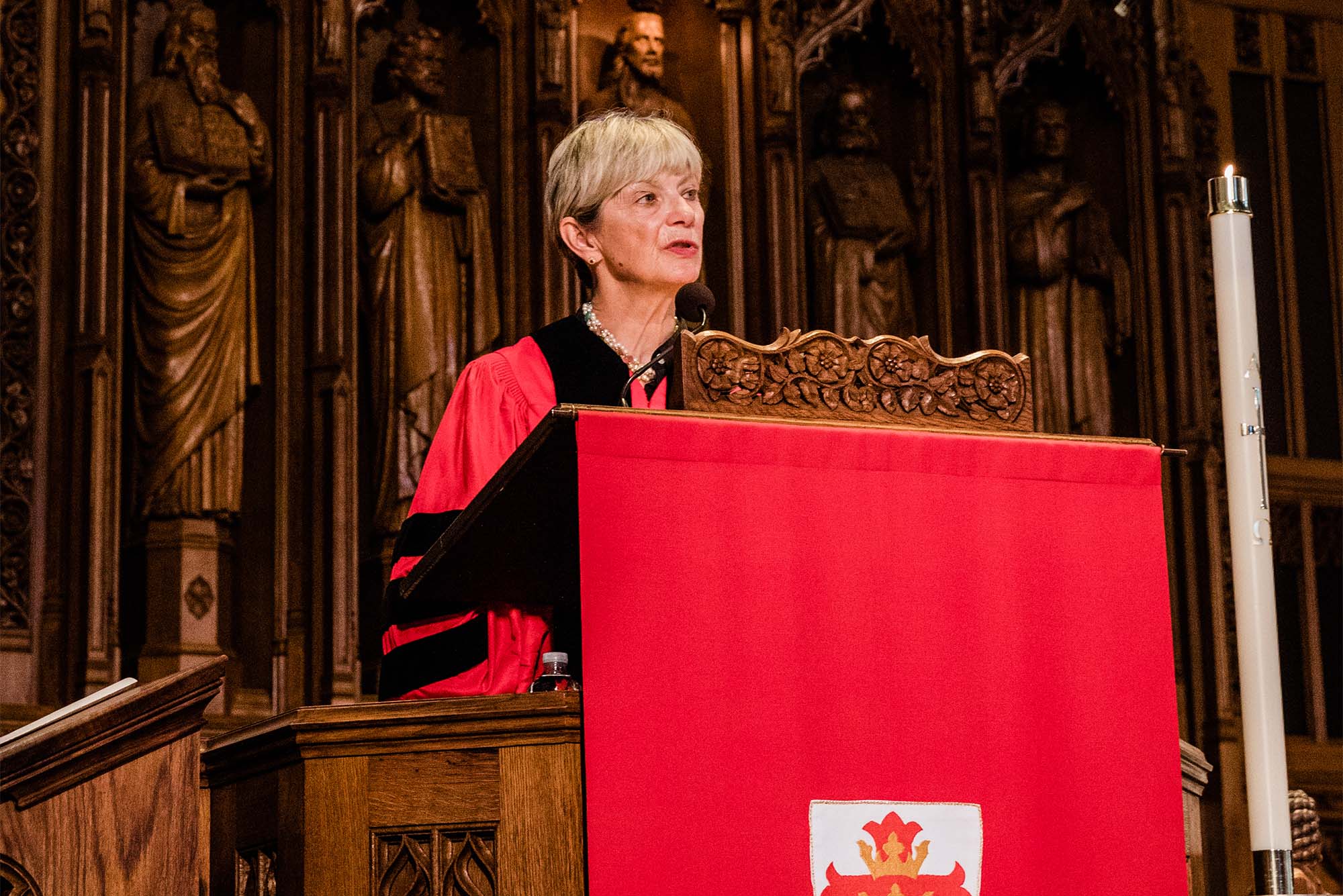 Marylou Sudders, speaker at the 2022 Boston University Baccalaureate Service at Marsh Chapel on May 22. Photo by Natasha Moustache