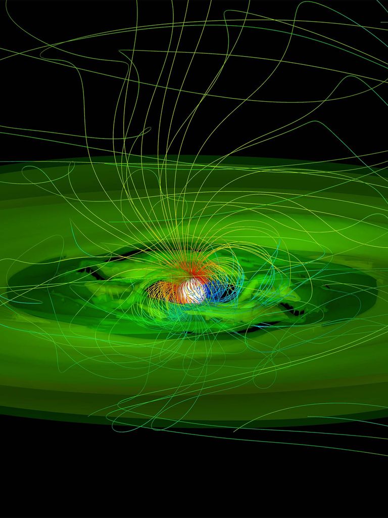 An artist's rendering of A YOUNG STAR NAMED GM AUR, ABOUT 450 MILLION LIGHT-YEARS AWAY FROM EARTH