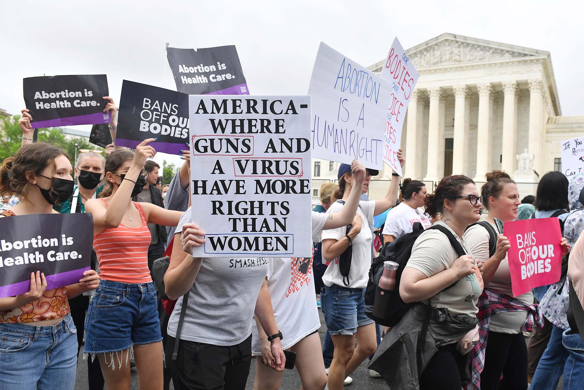 protestors outside the Supreme Court after Roe v. Wade was overturned on June 24th.