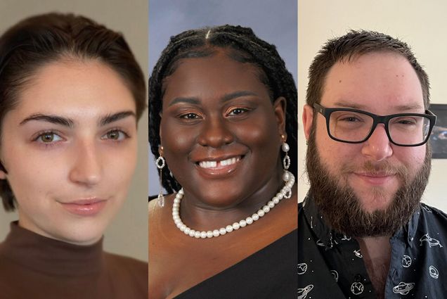 Collage: From left to right, headshots of Leyla Tonak, Kahjirah Taylor Harris, and Evan McDuff.