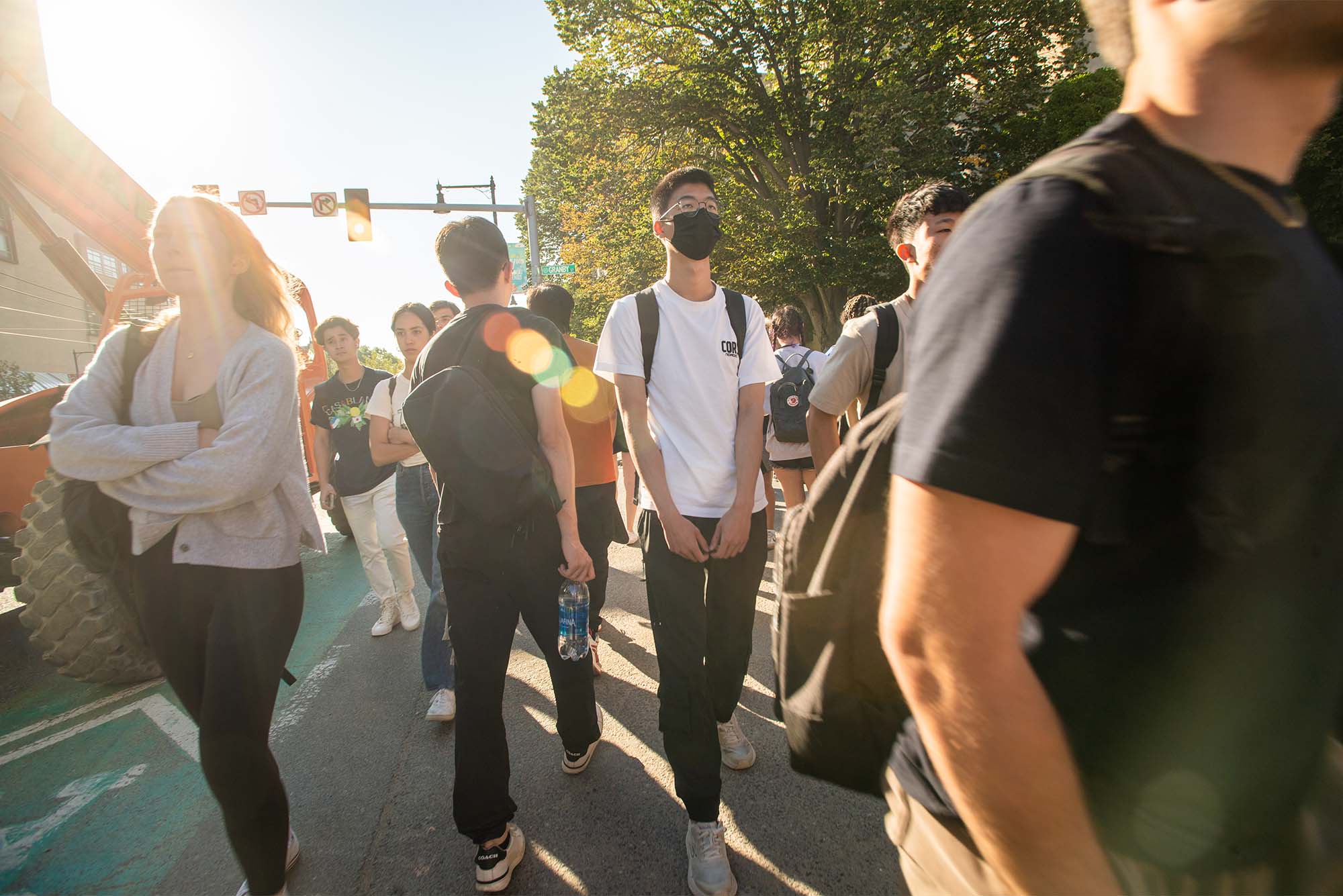 Students walk down Commonwealth Ave in Boston, MA