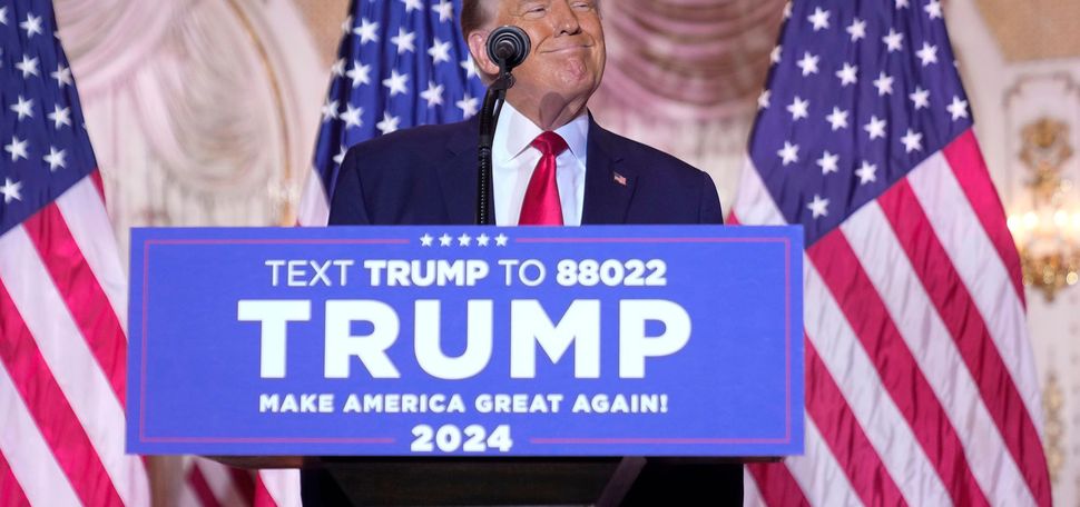 Former President Donald Trump announces he is running for president for the third time as he speaks at Mar-a-Lago in Palm Beach, Tuesday, Nov. 15, 2022. (AP Photo/Andrew Harnik)