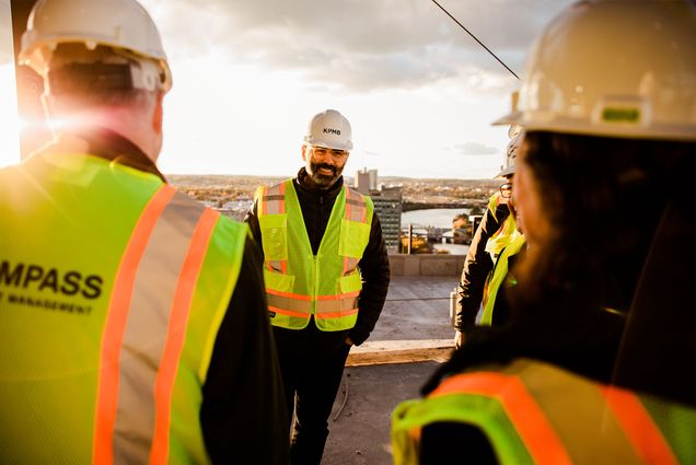 11/3/21 -- Boston, Massachusetts Hard hat tour of the Center for Computing & Data Sciences construction site on Nov. 3, 2021. Photo by Conor Doherty for Boston University Photography