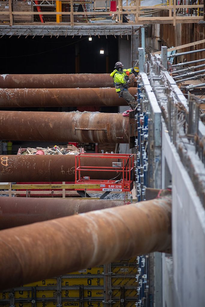 Photo: Crews working at the new Center for Data Sciences