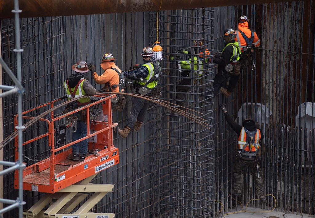 Photo: Crews working at the new Center for Data Sciences