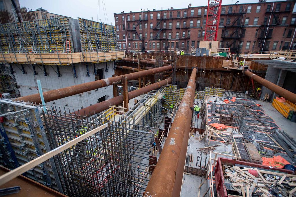 Photo: Crews working at the new Center for Data Sciences