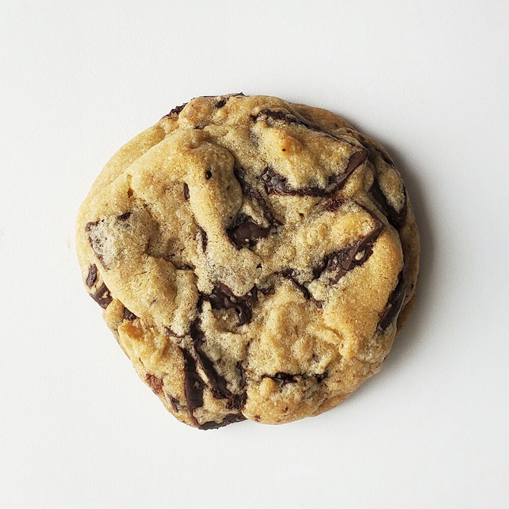 A sole chocolate chip cookie