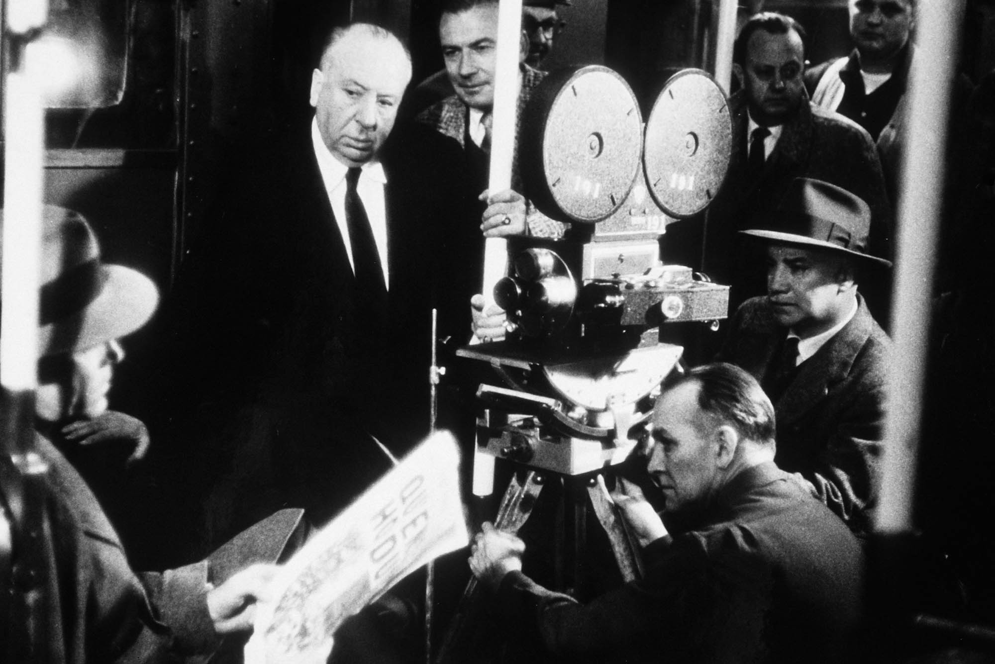 Alfred Hitchcock and Henry Fonda on the set of The Wrong Man in 1956. Credit: MARKA/Alamy Stock Photo