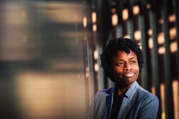Ngozi Okidegbe , associate professor of law and an assistant professor of computing and data sciences, poses for a photo on January 10, 2023. She is the first person at BU to hold such a joint position. Photo by Jackie Ricciardi for Boston University