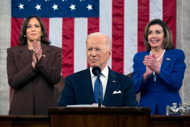 President Joe Biden delivers his State of the Union address to a joint session of Congress at the Capitol, Tuesday, March 1, 2022, in Washington. (Saul Loeb, Pool via AP)