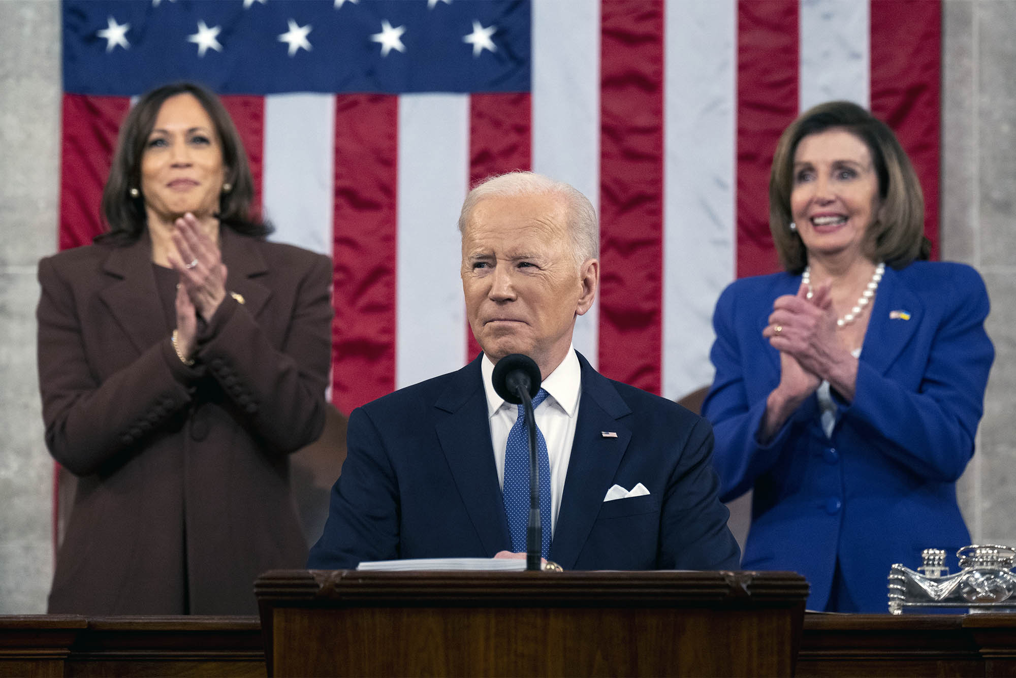 President Joe Biden delivers his State of the Union address to a joint session of Congress at the Capitol, Tuesday, March 1, 2022, in Washington. (Saul Loeb, Pool via AP)