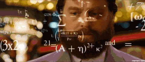 GIF: Calculating Zach Galifianakis scene from the Hangover.