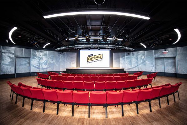 1/24/2019 - Boston, Massachusetts. WBUR's CitySpace, the station's newly built venue for public events and arts performances. Photo by Conor Doherty for Boston University Photography.