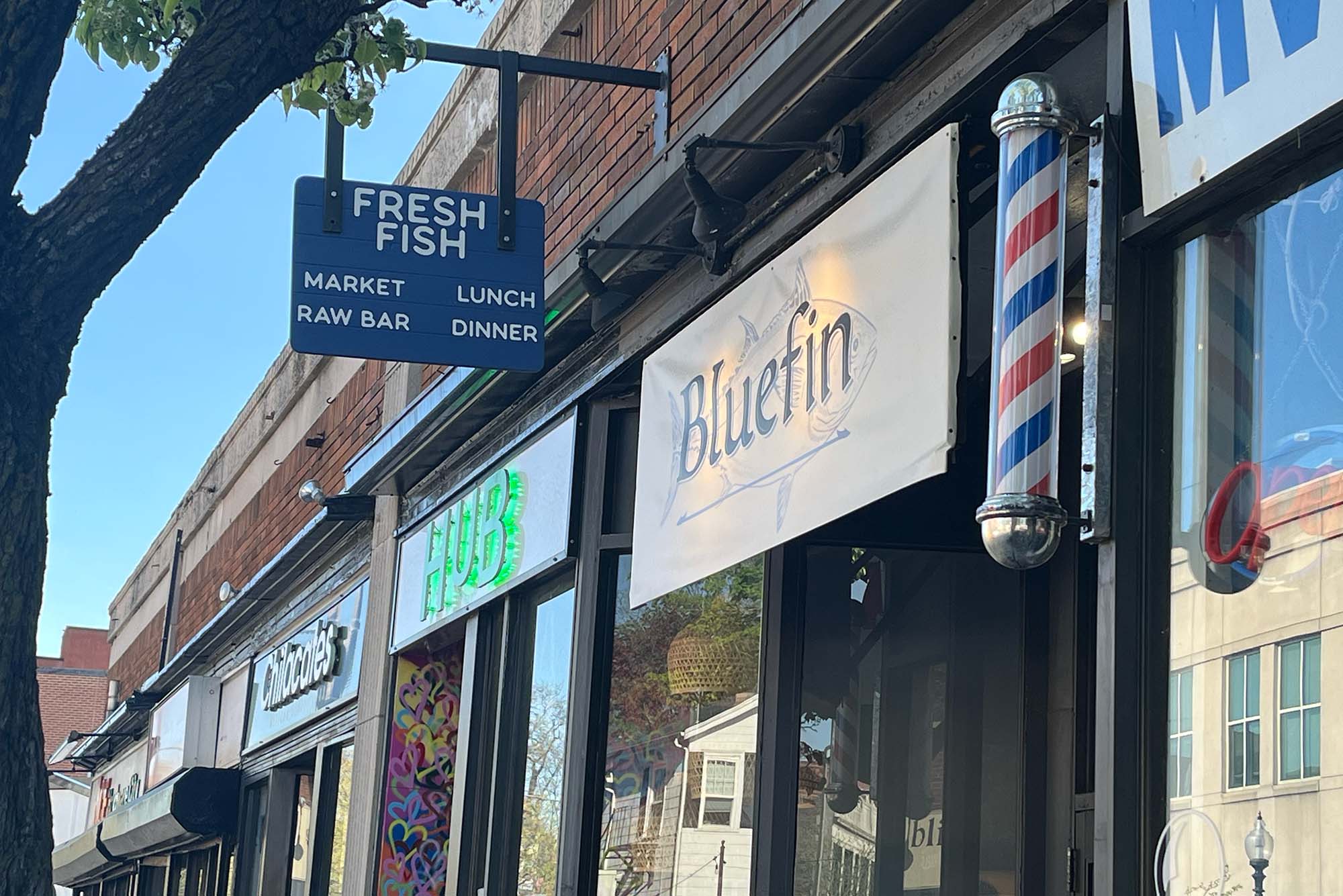 Photo: The exterior of Bluefin, a restaurant in Jamaica Plain